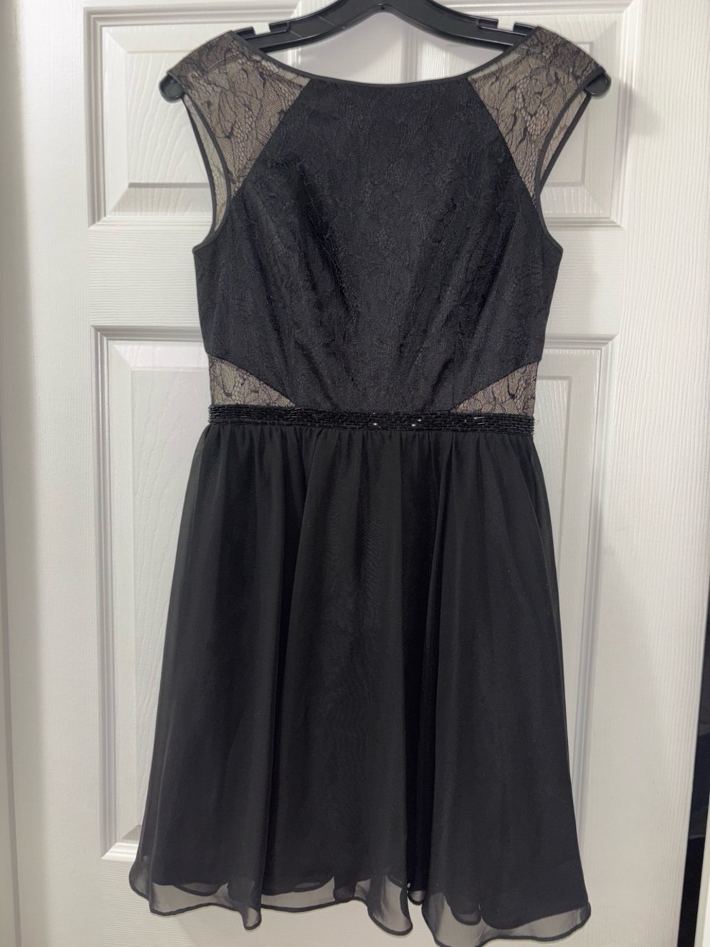 Y2K Black lace formal dress with black waistband